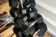 95kg used hex rubber dumbbells