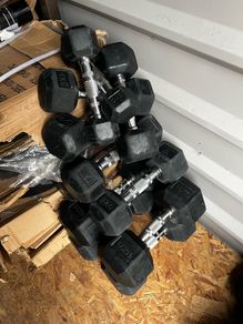 95kg used hex rubber dumbbells