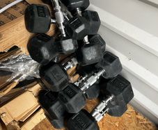95kg used hex rubber dumbbells