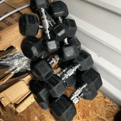95kg used hex rubber dumbbells