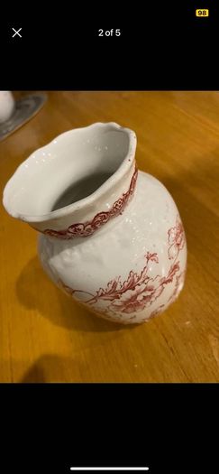 Victorian Red Transferware Porcelain Vase