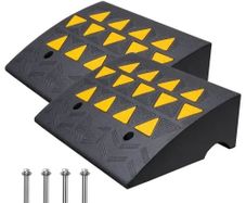 Rubber Curb Ramp 2 Pack, 6" Rise Height Heavy-Duty 33069 lbs/15 T Capacity Threshold Ramps