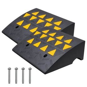 Rubber Curb Ramp 2 Pack, 6" Rise Height Heavy-Duty 33069 lbs/15 T Capacity Threshold Ramps