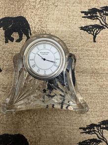 Waterford Crystal Fan-Cut Mantel / Desk Clock  Roman Numerals