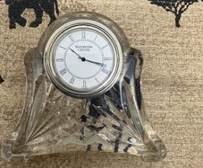 Waterford Crystal Fan-Cut Mantel / Desk Clock  Roman Numerals