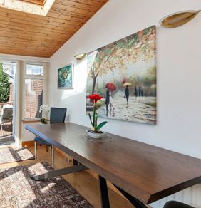 Industrial Style Dining Table. Wood Effect Top & Black Metal Legs