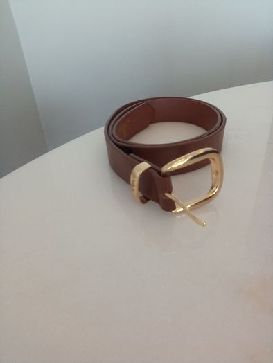 Tan Belt with Gold Buckle