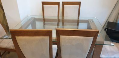 Dining table and 6 chairs with coffee table and side table