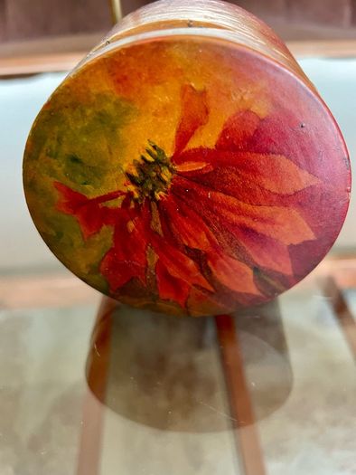 Vintage German Wooden Hand Painted Lacquered Jewellery Trinket Box Ring Box