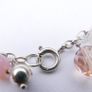 Vintage Sterling Silver Rose Quartz Pearl And Faceted Glass Pink Tassel Toggle Bracelet (L8" - 13,80g) Image 5