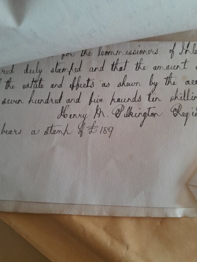 1890 irish hand written document