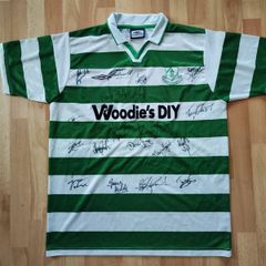 Rare vintage shirt football Shamrock Rovers Autographed XL jersey