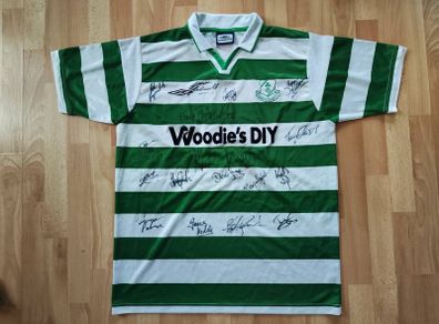 Rare vintage shirt football Shamrock Rovers Autographed XL jersey