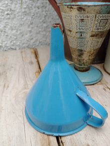 Blue enamel Funnel, Danish vintage enamelware
