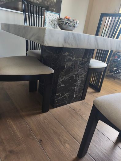 marble effect table and chairs