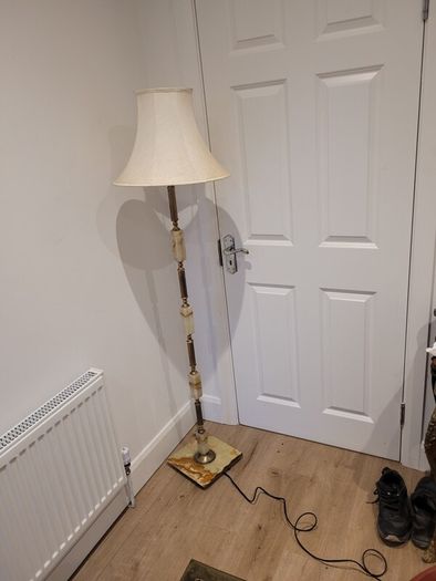 marble and brass floor lamp