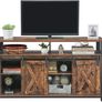 TV cabinet, TV table with 2 sliding doors, TV shelf for TVs up to 60 inches, TV cabinet with adjustable shelves, industrial design, vintage brown-black Image 5