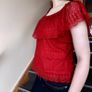 Brick Red Lace Off-Shoulder Top, stylish summer lace top, boho top Image 6