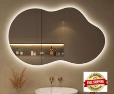 Mirror with LED Lights,100X60cm Irregular LED Bathroom Mirror, Anti-Fog