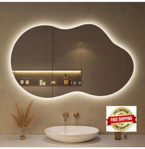 Mirror with LED Lights,100X60cm Irregular LED Bathroom Mirror, Anti-Fog