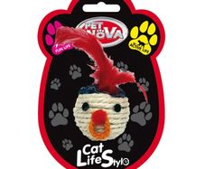Pet Nova Cat Head With Feathers Toy 5cm
