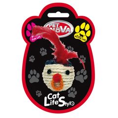 Pet Nova Cat Head With Feathers Toy 5cm