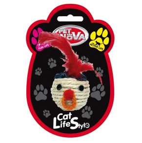 Pet Nova Cat Head With Feathers Toy 5cm