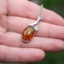 Vintage Real Baltic Amber & Sterling Silver Large Classic Pendant With Sterling Silver Chain -, Amber 8,3g Image 3
