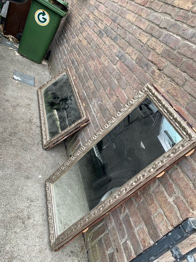pair of vintage ornate framed mirrors old pub window divider originally mounted back to back