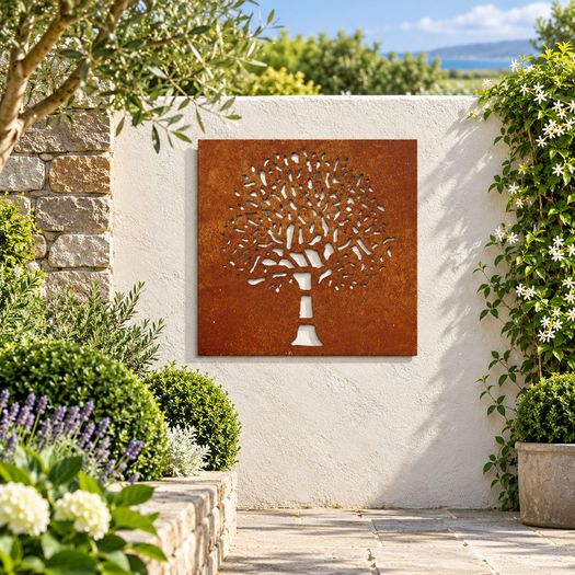 Corten Steel Tree Wall Art Garden Decoration 55 x 55 cm