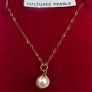 Vintage 9Ct Gold  Necklace With Real Pearl Pendant length 19,8" - 0,75g Image 4