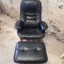 Leather Swivel Chair & foot stool Image 2