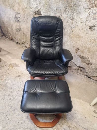 Leather Swivel Chair & foot stool