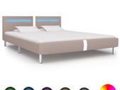Bed Frame with LED Cappuccino Faux Leather 150x200 cm