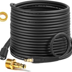 15M 49Ft High Pressure Washer Replacement Hose for Karcher, Click Type Plug to M22-14mm Screw Thread Outlet for Karcher K Series Washers K2, K3, K4, K5, K7 Accessories, with Quick Connect Adapter