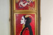 Vintage gold frame acrylic painting