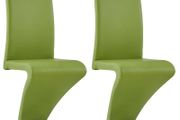 Dining Chairs with Zigzag Shape 2 pcs Green Faux Leather