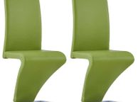 main image for ad Dining Chairs with Zigzag Shape 2 pcs Green Faux Leather