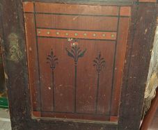 19th Century Cabinet features Hand Painted Floral Motifs and Inlaid details reminiscent of the Arts and Crafts style, Postage Available or Collection, Measurements in the photos