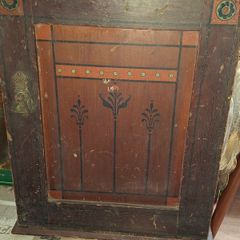 19th Century Cabinet features Hand Painted Floral Motifs and Inlaid details reminiscent of the Arts and Crafts style, Postage Available or Collection, Measurements in the photos