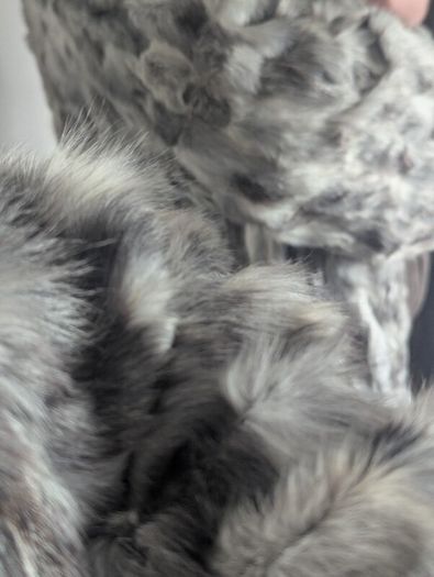 Mid real fur silver coat