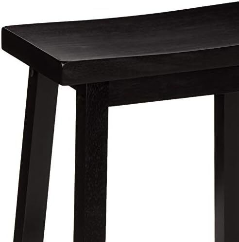 Kitchen Stools Solid Wood Low Bar Stools Dining Chair Easy Assemble Modern Set of 2 24" Tall Black