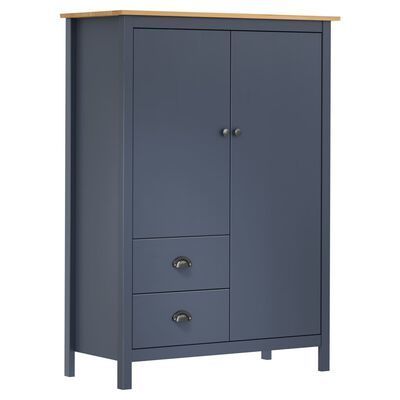 _2-Door Wardrobe Hill Range Grey 99x45x137 cm Solid Pine Wood