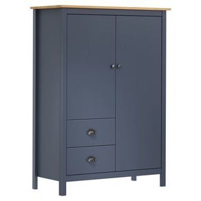_2-Door Wardrobe Hill Range Grey 99x45x137 cm Solid Pine Wood