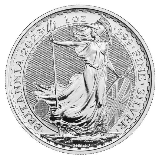 2023 UK 2 Pounds Britannia 1 Oz Silver Bullion Coin  Queen Elizabeth. (In Capsule)