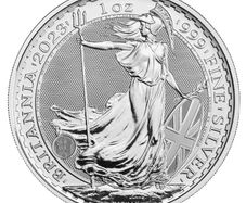 2023 UK 2 Pounds Britannia 1 Oz Silver Bullion Coin  Queen Elizabeth. (In Capsule)