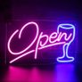 Open Wineglass Neon Sign Pink Blue LED Neon Light Wall Decoration for Home Bedroom Drinking Bar Club Wedding Birthday Party Decoration with USB Power Gift (FREE POSTAGE) Image 3