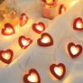 Warm White Wooden Heart String Lights, 1.5m 10 LED Battery Powered Fairy Lights for Valentine's Day Wedding Mother's Day Anniversary Decor, Indoor Decorative String Lights (Red) Image 3