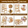 3-In-1 Toddler Kitchen Stool Helper  Convertible Standing Tower With Whiteboard for Kids Childrens Bathroom Kitchen Counter Helper Mothers' Helper Tower Learning Stool (Natural) Image 4