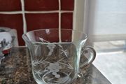 Vintage Duiske Glass  Hand Cut 3 Handled Cups with  Grape and Vine Pattern